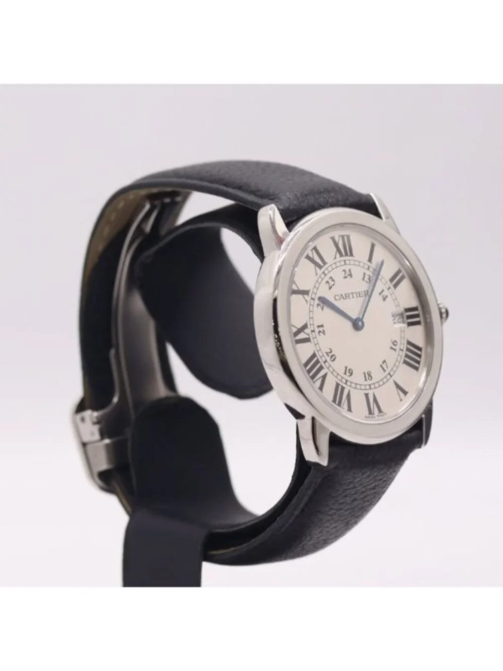 Cartier Guaranteed Ronde Solo de Quartz Date Silver Dial Watch